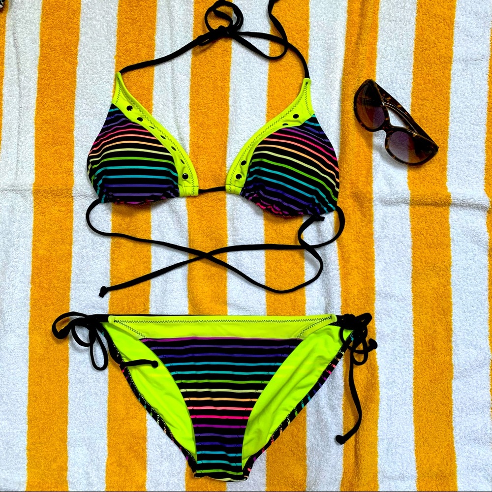 Colorful striped bikini